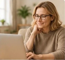 Donna seduta al computer