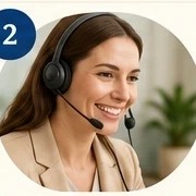 Consulente con cuffie e microfono